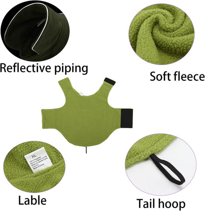 Fleece Dog Coat Pet Jacket Reflective for Cold Weather for Extra Large to Small Pets(Green,S)
