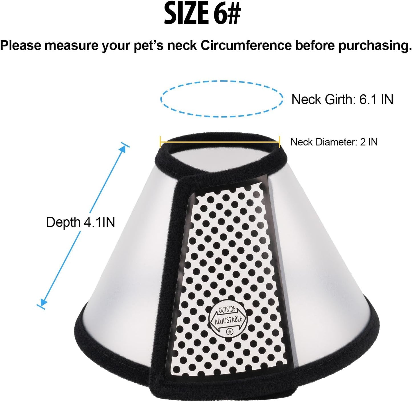 Depets Adjustable Recovery Pet Cone E-Collar for Cats Kittens Rabbits, Plastic Elizabeth Protective Collar Wound Healing Practical Neck Cover, Neck Girth 6.1 in