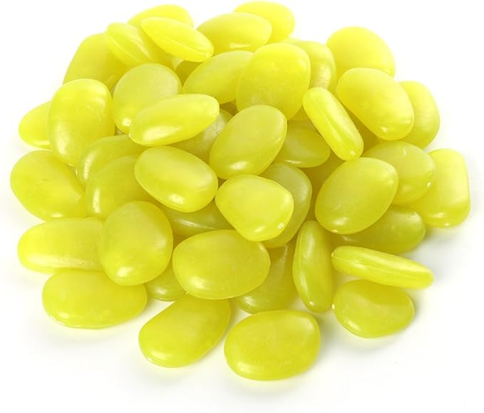Shiny Stone Glow in The Dark Pebbles,Decorative Glow Stones,Fish Tank Aquarium Gravel,Glow Pebbles for DIY Garden Gifts Decoration(Big Size, 3-4cm, 400g/14.1oz) (Yellow)