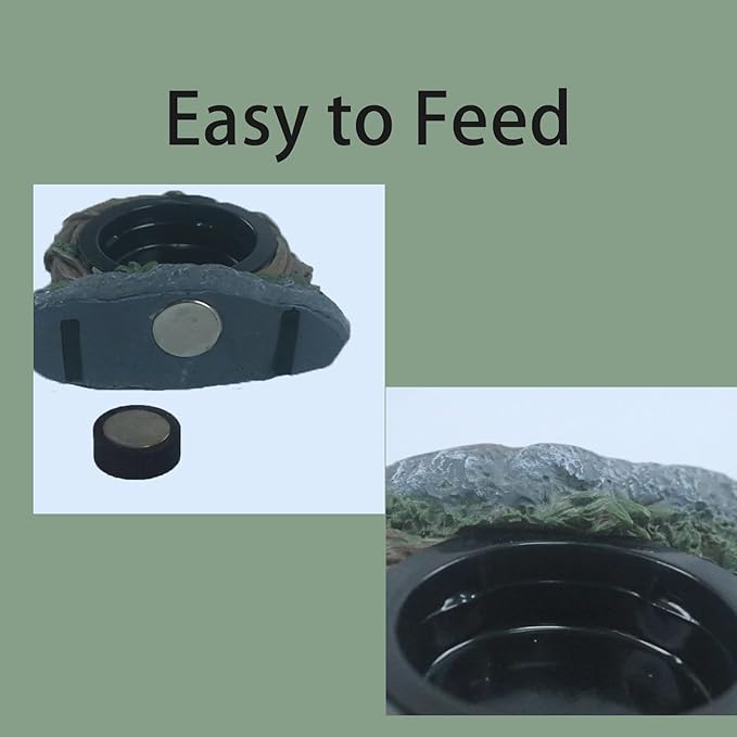 Reptile Feeding Ledge with 2 Cups, Hollow Vine Food Dish & Water Bowl for Bearded Dragon, Gecko, Lizard & Snake – Reptile Tank Accessories for Terrariums
