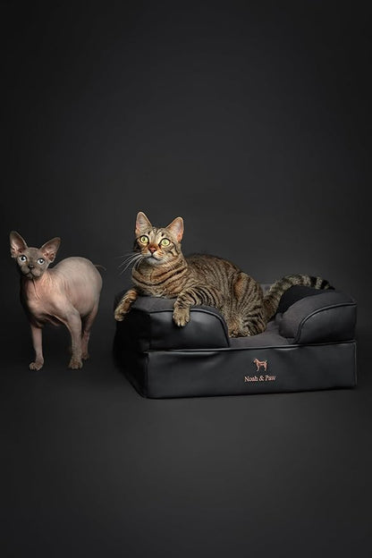 NOAH & PAW Small Dog Bed, 20x15x8 Inch, Cat Bed for Indoor Cats, Orthopedic Eggshell Memory Foam Infused with Cooling Gel, Waterproof Inner Cover Machine Washable (Faux Leather Collection)