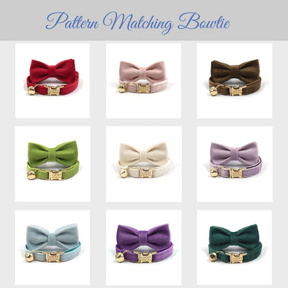 Personalized Cat Collar with Custom Name Plate, Customize Engraved Gold Metal Buckle, Adjustable Velvet Tough Nylon Cat ID Tag Collars with Bell