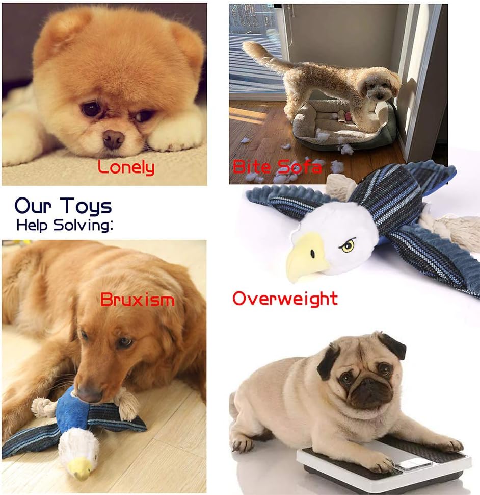 Dog Toys Set, Large Dogs Toy, Stuffed Animal Dog Chew Toy, Soft Plush Dogs Toys Pack for Small. Middle, Large Breed(3-Pack, Birds)