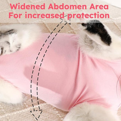 Cat Recovery Suit After Surgery, Breathable Cat Surgery Recovery Suit for Spay Abdominal Wounds or Skin Diseases, E-Collar Alternative Wear for Small Male Female Pets (Pink,L)