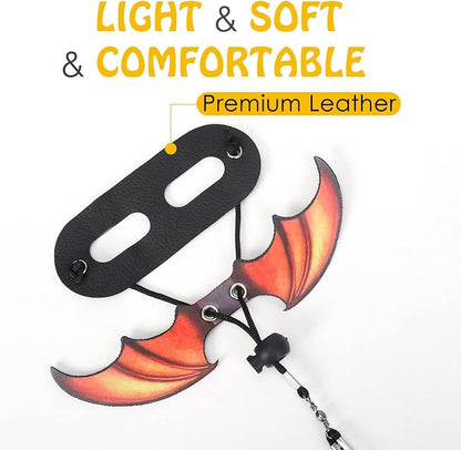 Pawaboo Adjustable Bearded Dragon Harness and Leash, 3 Size Leather Reptile Leash Outdoor Harness Leash with Bat Wings for Lizard Reptiles Amphibians Small Pet, Small/Medium/Large, Gradient Yellow