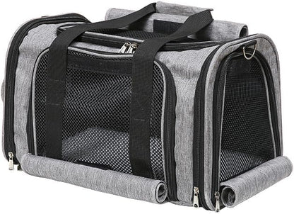 Pet Carrier Bag for Small Medium Cats Dogs Puppies up to 26 Lbs,Steel Frame Dog Carrier,pricacy-Oriented cat Carrier,Collapsible pet Carrier for Easy Storage (Grey, Large:20.9"X12.6"X12.6")