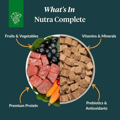 ULTIMATE PET NUTRITION Nutra Complete, 100% Freeze Dried Veterinarian Formulated Raw Dog Food with Antioxidants Prebiotics and Amino Acids, (1 Pound (Pack of 4), Chicken)