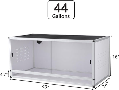 PVC Reptile Tank 80x16x16inch Large Reptile TerrariumTempered Glass Doors Habitat 88 Gallon for Bearded Dragon Gecko Lizard Snake, Wide Breeding Lounge Vivarium Area with Sliding Doors Lock