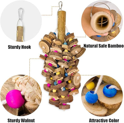 Extra Large Bird Parrot Toys- 19.7 inch Multicolored Natural Wooden Block Parrot Chewing Toy Suggested for Macaws cokatoos, African Grey and a Variety of Amazon Parrots. (Large Size)