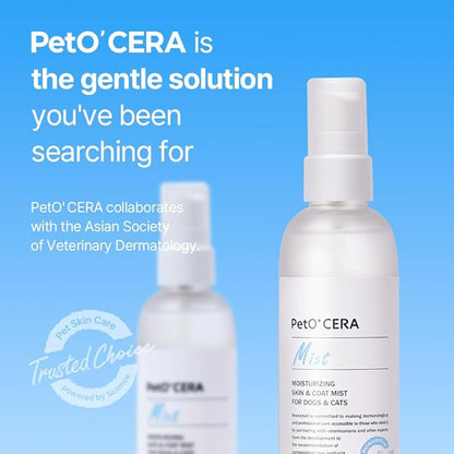 PetO'Cera Mist Spray, Floral Scent - Anti-Itch & Dandruff Treatment for Dogs & Cats, Hydrating Grooming Supplies Mist with Ceramide, Soothing Relief for Sensitive & Dry Skin 5.07 fl oz/150ml