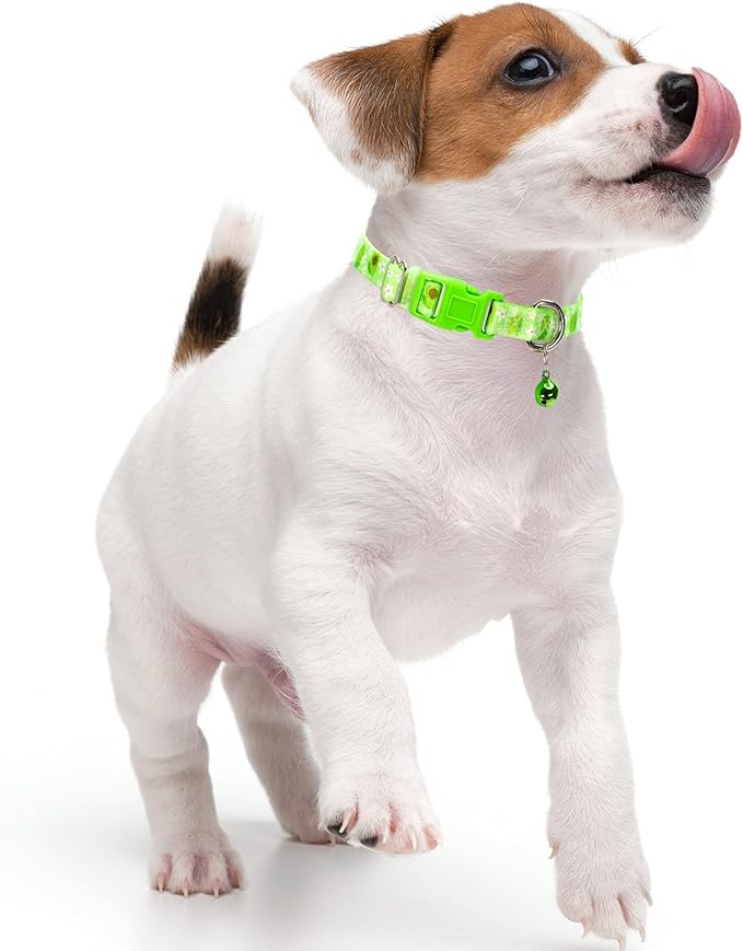 Avocado XXS xs Dog Collar with Bell, Soft Adjustable Green Avocado Puppy Collar Tiny Cat Collars with Bells for XS Small Girl and boy Dogs Little Animal,XSmall