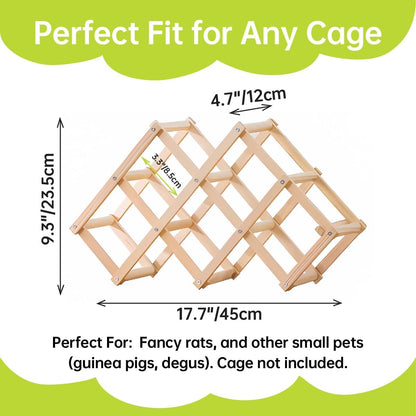 Wooden Rat Climbing Toys for Pet Rats - Natural Cage Accessories,Climbing Ladder,Hanging Enrichment Toys for Fancy Rats,Fun & Safe Play & Chew Activities,M