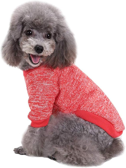 Jecikelon Dog Clothes Dogs Sweater Soft Puppies Clothing Winter Puppy Sweaters Warm Outfit for Dogs Small XXS XS Cat Apparel (Red, XS)