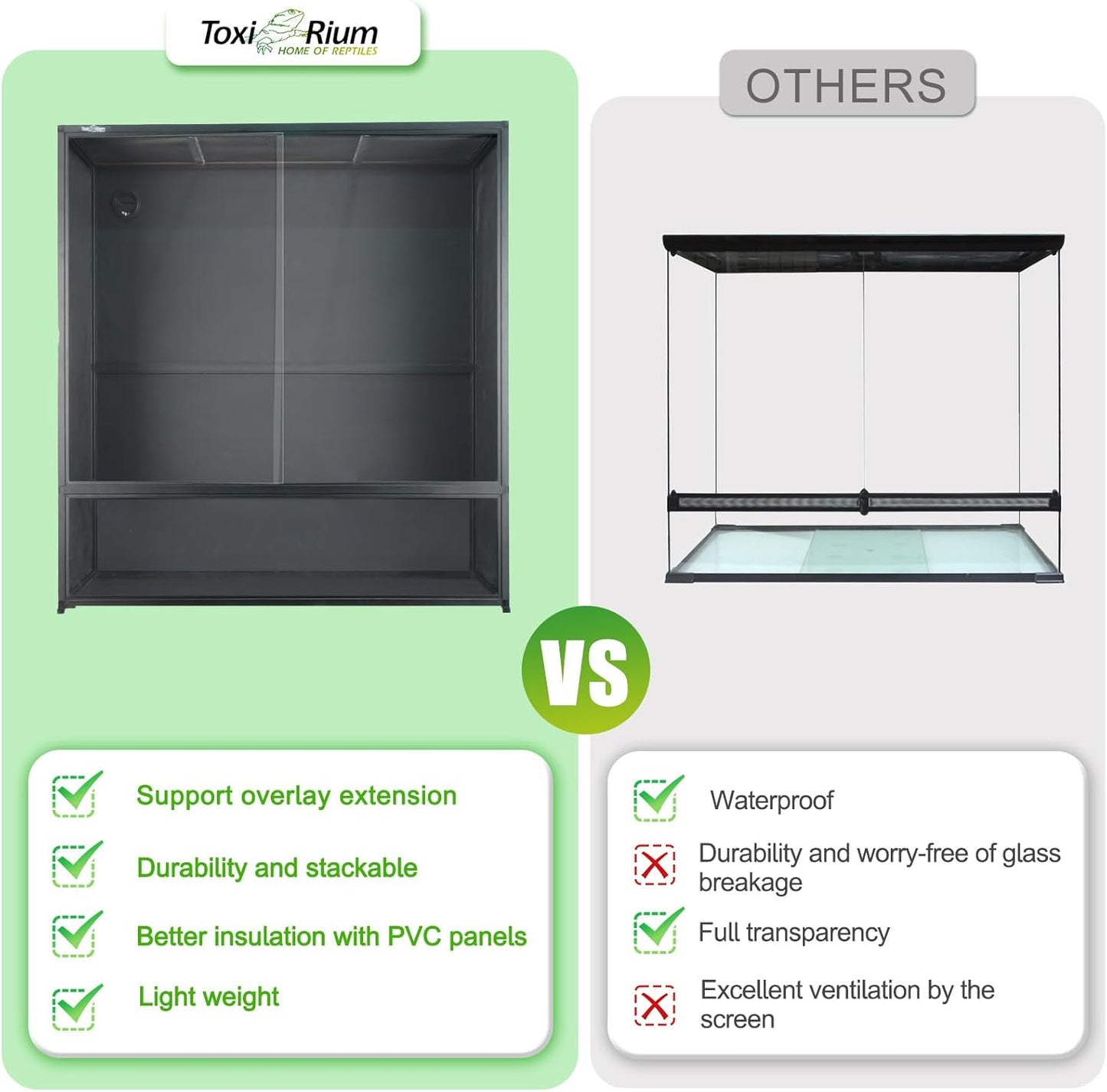 Reptile Tank 230 Gallon, 48"x24"x46" Large Reptile Enclosure for Bearded Dragon and Ball Python, Extra Tall Snake Terrarium with Front Opening Tempered Glass Door, Combination Lock