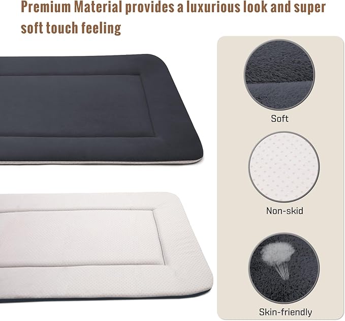 Magic Dog Bed - Soft Crate Pad Mat for Medium/Large Dogs, 36 Inch Machine Washable Kennel Pad with Non-Slip Bottom, Dark Gray