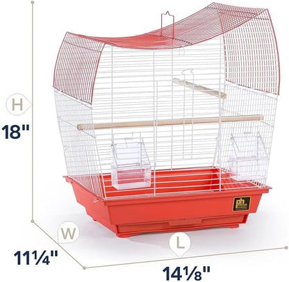 Rustic Retreat Top Bird Cage with Durable Metal Construction, Spacious Interior, and Convenient Top Access Coral/Wave Top