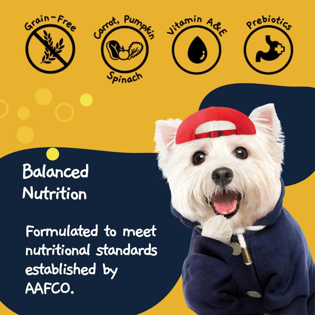 MOOCHIE Grain Free Small Dogs Wet Dog Food - Digestive Care - Real Chicken, Beef & Vegetable - No Artificial Flavors or Preservative - 12 x 3 oz Pouch