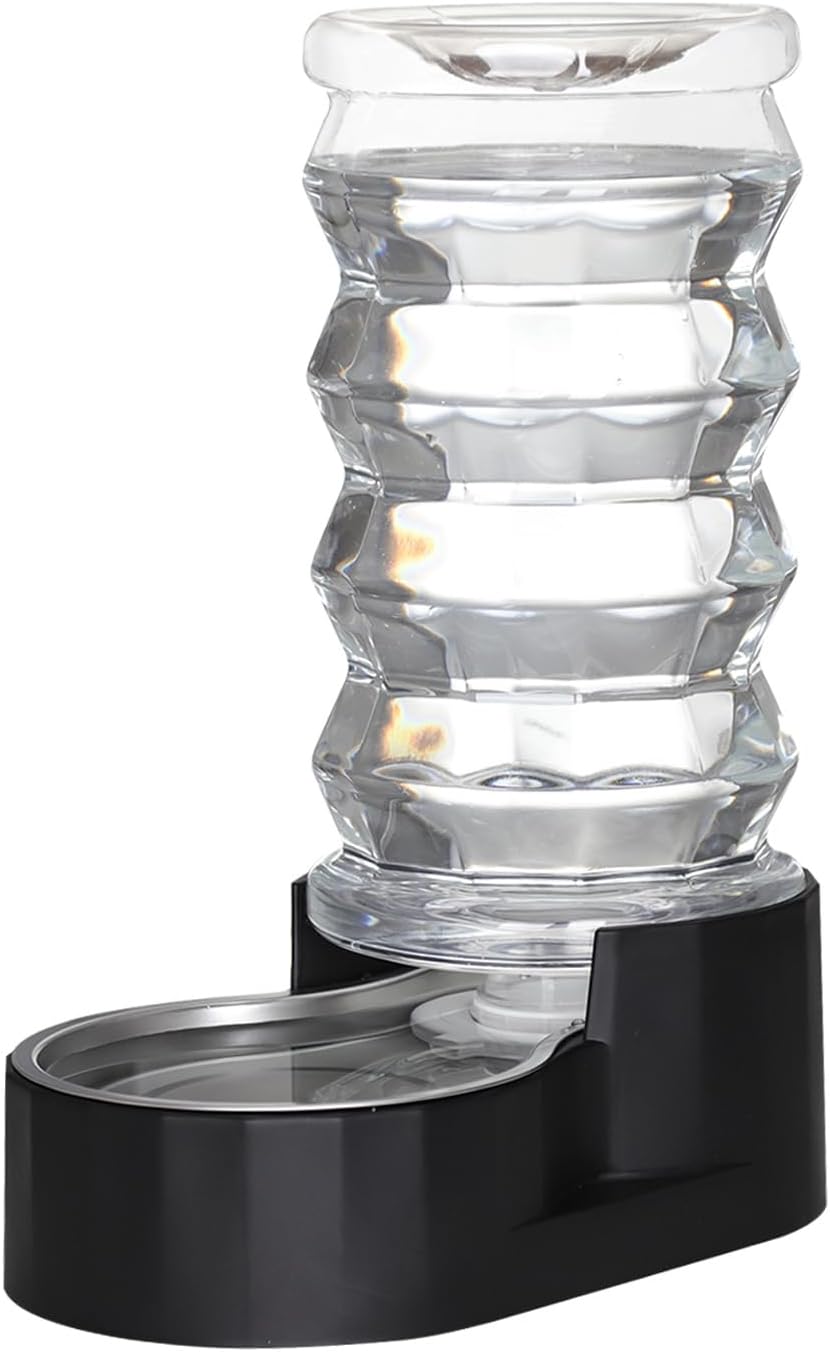 RIZZARI Dog Water Dispenser Bowl: 8L Large Black Stainless Steel Automatic Pet Dispenser with Replaceable Filter - Anti-Splash Design for Busy Owners