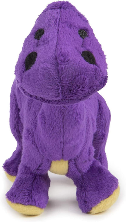 goDog Dinos Bruto Squeaky Plush Dog Toy, Chew Guard Technology - Purple, Small