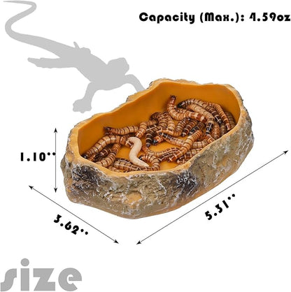 IBWell 5 Inch Reptile Food Dish Escape Proof Reptile Feeding Dish Resin Reptile Water Food Bowl for Bearded Dragon Chameleon Frog Snake Turtle Leopard Gecko