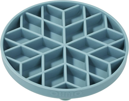 OHMO Slow Feeder Dog& Cat Bowl, Silicone Puppy Cat Food Bowl with Anti-Slip Suction Cup Slow Down Small Dogs Eating, Anti Choking (S-Diamond,Light Blue)