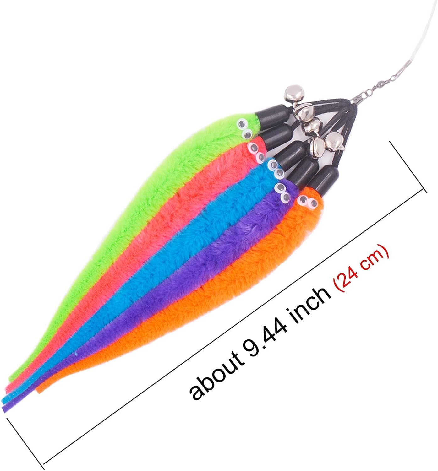 Cat Toy Worm Refills, 15 Pieces Interactive Cat Wand Attachments Worms Toy for Indoor Cats