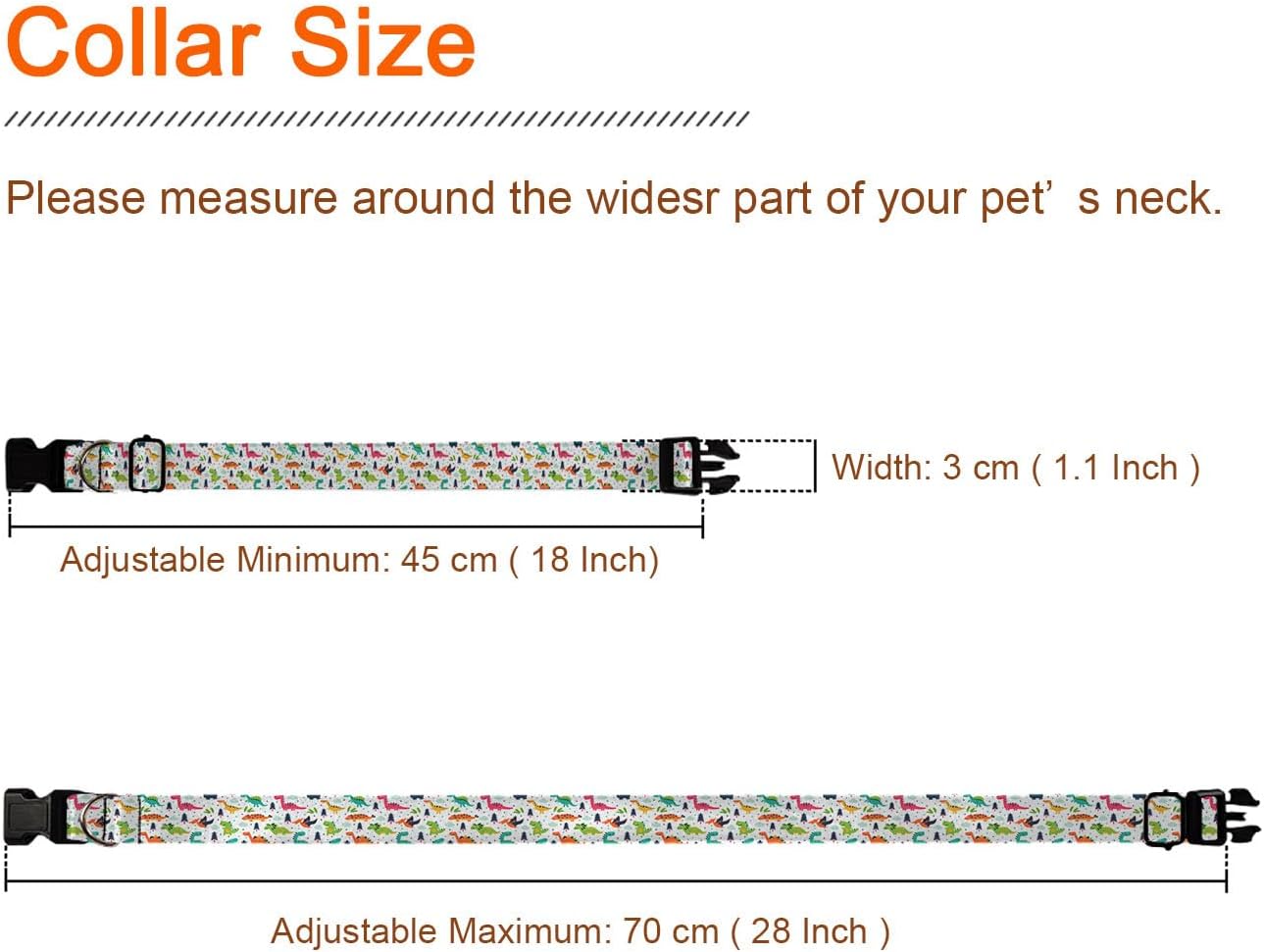 Colorful Dinosaurs Dino Dog Collar Pet Neck Strap for Small Medium Large Dogs Soft Adjustable Buckle