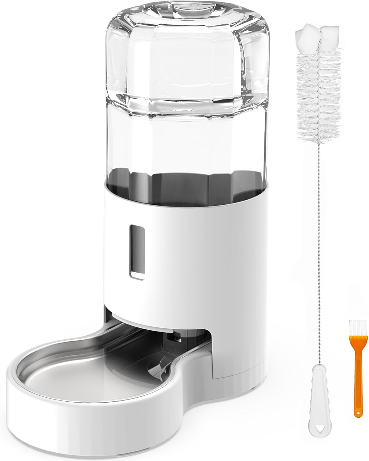 7L Automatic Dog Water Dispenser Bowl, Gravity Pet Water Dispenser with Stainless Steel Bowl, No Spilling Large Capacity Water Feeder for Dogs Cats (7L Without Filter Black)