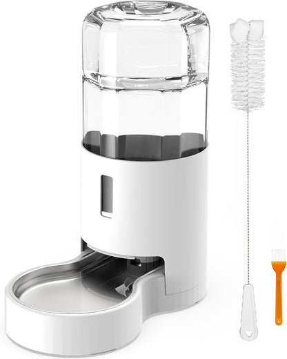 7L Automatic Dog Water Dispenser Bowl, Gravity Pet Water Dispenser with Stainless Steel Bowl, No Spilling Large Capacity Water Feeder for Dogs Cats (7L Without Filter Black)