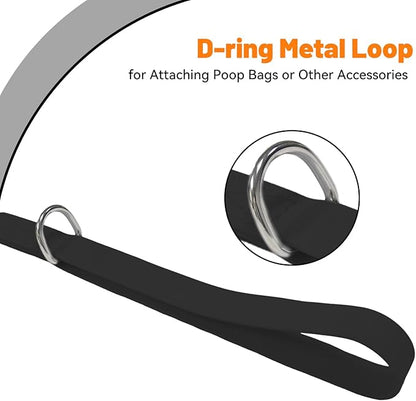 Waterproof Dog Leash, 5/6 FT Durable Odor-Proof Dog Leashes with Strong Metal Hooks Fits Small Medium or Large Dogs (Black, 6FT - 1 inch Width)