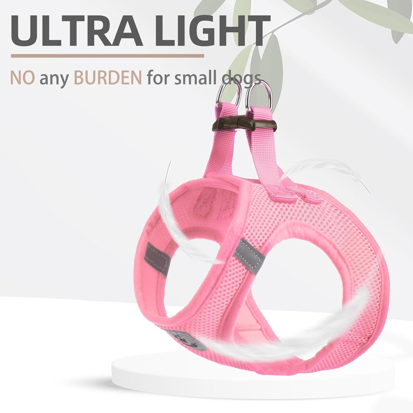 PUPTECK Adjustable Dog Harness Collar and Leash Set Step in No Pull Pet Harness for Small Medium Dogs Puppy and Cats Outdoor Walking Running, Soft Mesh Padded Reflective Vest Harnesses