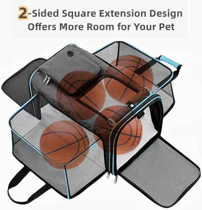 Expandable Travel Small Dog Cat Carrier(Large),Airline Approved Soft-Sided Pet Carrier with Removable Fleece Pad and Pockets for Cats/Puppy and Small Animals