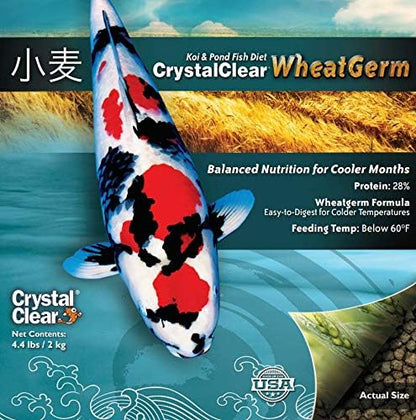 CrystalClear Koi & Pond Fish Food - Wheat Germ - 3.0mm Pellet Size - 4.4 Pound Bucket