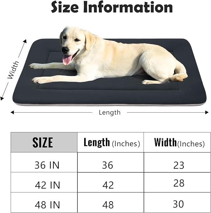 JoicyCo Dog Bed Soft Dog Crate Pad Mat for Medium/Large Dogs 36 in Non-Slip Bottom Washable Dog Sleeping Mattress Pet Beds Cat Bed Kennel Pad, Dark Gray