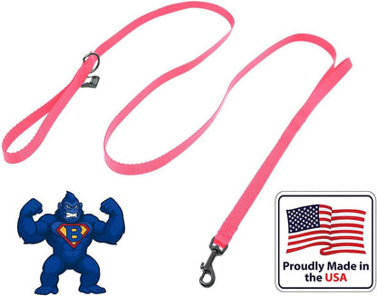 Dog Leash for Teacup Toy Minature and Small Dogs Primary & Traffic Handle The Bulk Multiple Sizes & Colors 5/8” Width Nylon Proudly Made in The USA (Hot Pink, 8 Foot)