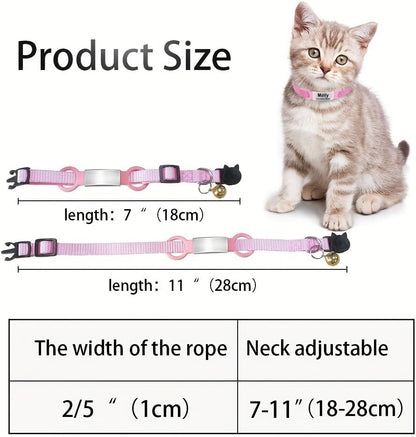 Personalized Engraved Cat Collar Multiple Colors with Slide-in Pet ID Tag Adjustable Detachable Design Colorful Nylon Soft and Durable 2/5" Wide，7"-11" Long (Colorful)