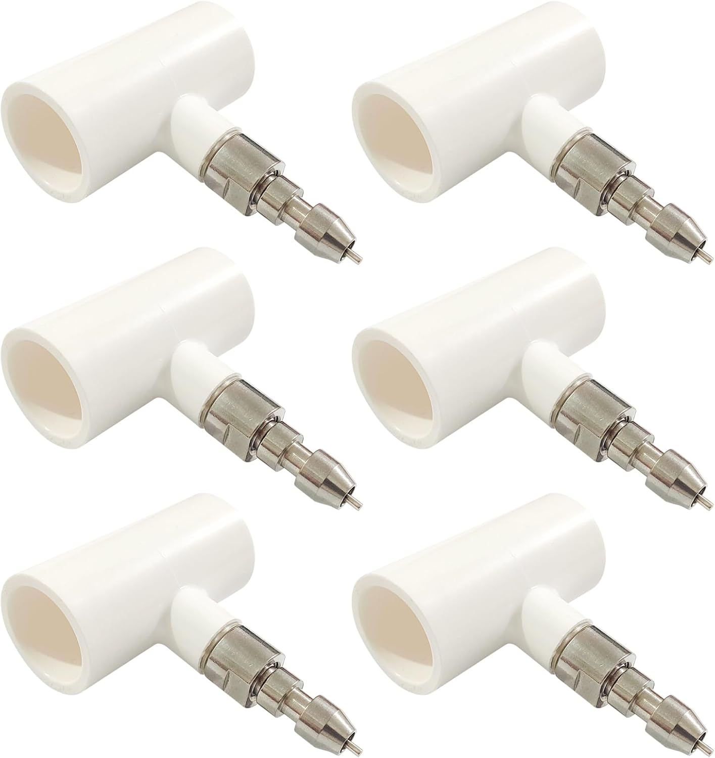 Stainless Steel Rabbit Water Nipples Feeder PVC Tees Automatic No Drip Watering System Kit for Guinea Pigs Ferrets and Other Rodent Small Animals (6PCS)