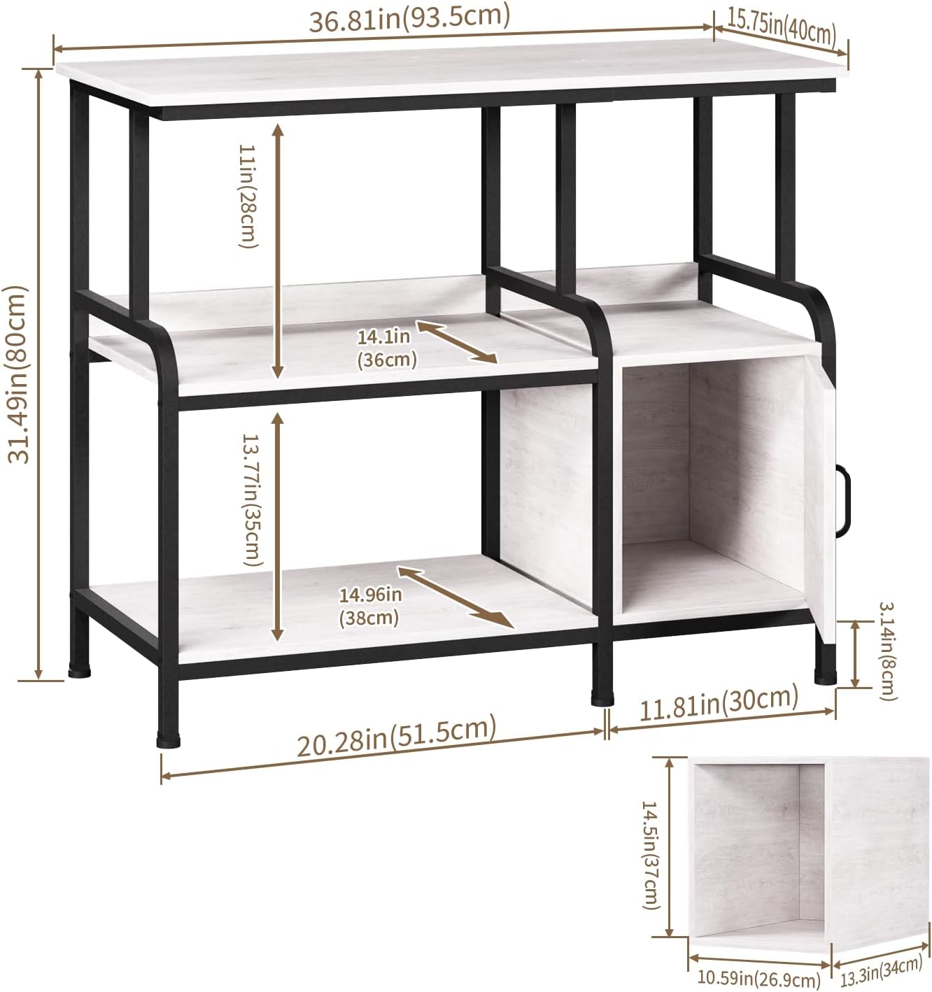 40-50 Gallon Fish Tank Stand，750 lbs Capacity Aquarium Stand，Heavy-Duty 3-Level Reptile Stand with Built-in Storage，36.8×15.7×31.5" Steel Terrarium Stand (Greige)