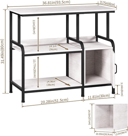 40-50 Gallon Fish Tank Stand，750 lbs Capacity Aquarium Stand，Heavy-Duty 3-Level Reptile Stand with Built-in Storage，36.8×15.7×31.5" Steel Terrarium Stand (Greige)