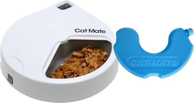 Cat Mate C300 Automatic 3 Meal Pet Feeder with Digital Timer (366) - for Cats or Small Dogs, for Wet and Dry Pet Food, Meals up to 0.73 lb Each, White