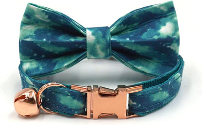 Personalized Cat Collar with Bells,Velvet Customized Small Cat Collar with Name Tag,Pet Collar with Name Phone Number Engraved ID Tags for Boy and Girl Kitten Cats (Peacock)