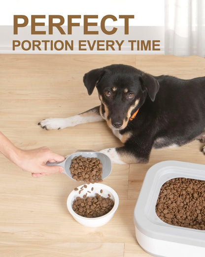 ANVS 3 PACK Dog Food Scoop 1 Cup Capacity, Lines for 1/2 Cup and 1 Cup Plastic Pet Food Scoop For Dog,Puppy and Cat (Black,Grey and White)