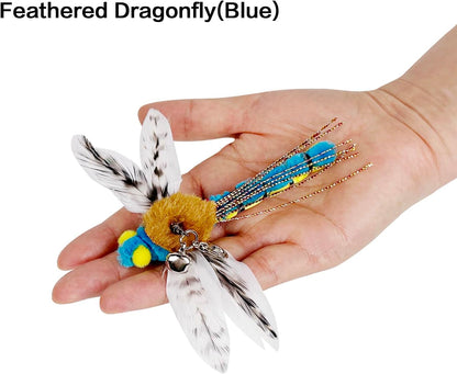 TTcat Cat Feather Toys, 3 Pcs Simulation Insects Dragonfly Grasshopper Refills, Cat Toys Replacement Feathers for Cat Kitten Wand