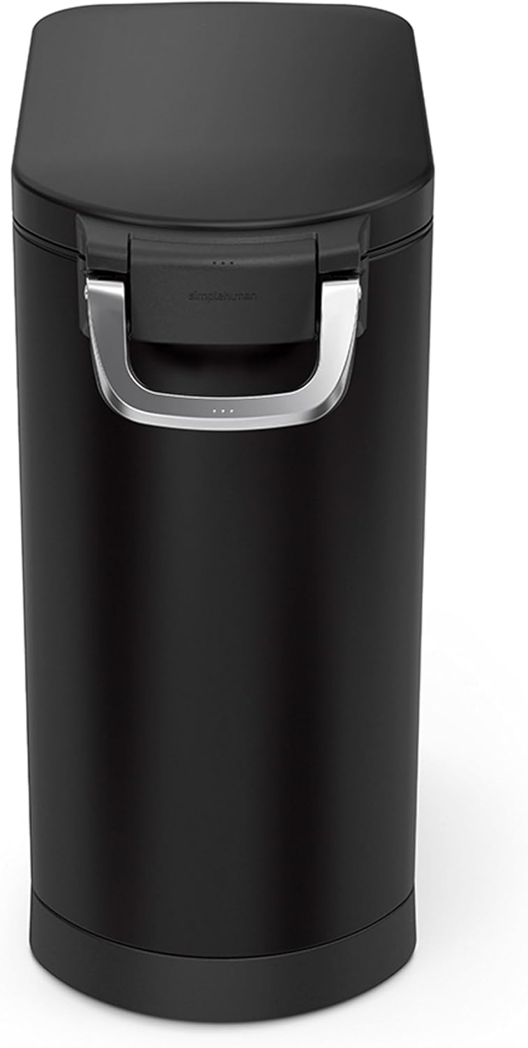 simplehuman 30 Liter, 32 lb / 14.5 kg Large Pet Food Storage Container for Dog Food, Cat Food, and Bird Feed, Matte Black