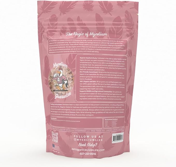 Mycelium Small Pet Bird Seed | Organic Bird Food for Conures, Cockatiels, Lovebirds | Premium Feed, Pumpkin, & Hulled Sunflower | Supports Skin & Feather Health | Non-GMO 5 lb Bag