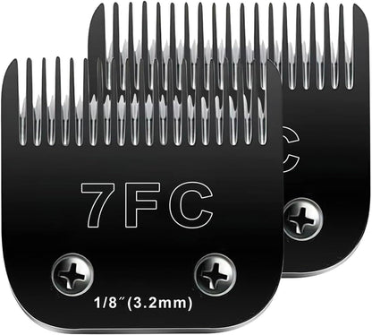2PCS 7FC Blades Dog Grooming Blades Compatible with Andis Dog Clippers Blades,Dog Clipper Blades Compatible with Oster A5,Wahl km10 Dog Clippers for Animal Dog Cat Horse
