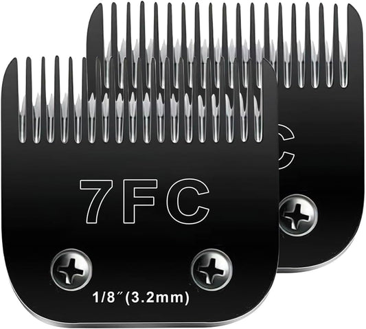 2PCS 7FC Blades Dog Grooming Blades Compatible with Andis Dog Clippers Blades,Dog Clipper Blades Compatible with Oster A5,Wahl km10 Dog Clippers for Animal Dog Cat Horse