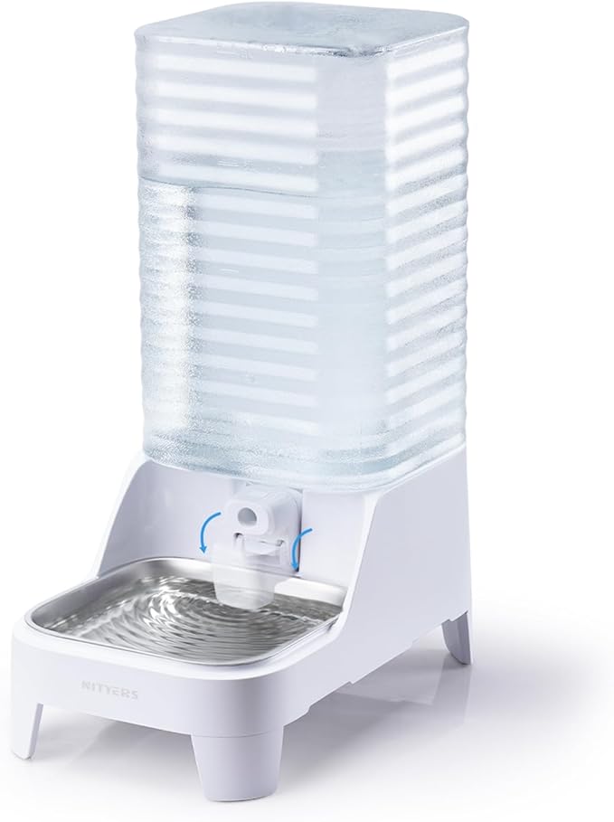 Automatic Dog Water Bowl Dispenser, 8L Gravity Cat Water Dispenser with Patented Valve, Elevated Stainless Steel Bowl, BPA-Free, Easy to Clean Pet Water Dispenser with Filter, Pet Waterer for Puppy