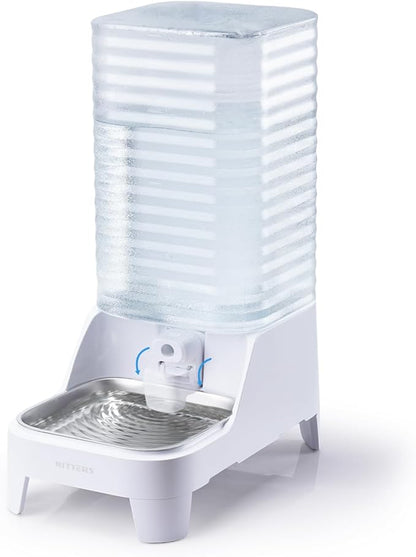 Automatic Dog Water Bowl Dispenser, 8L Gravity Cat Water Dispenser with Patented Valve, Elevated Stainless Steel Bowl, BPA-Free, Easy to Clean Pet Water Dispenser with Filter, Pet Waterer for Puppy
