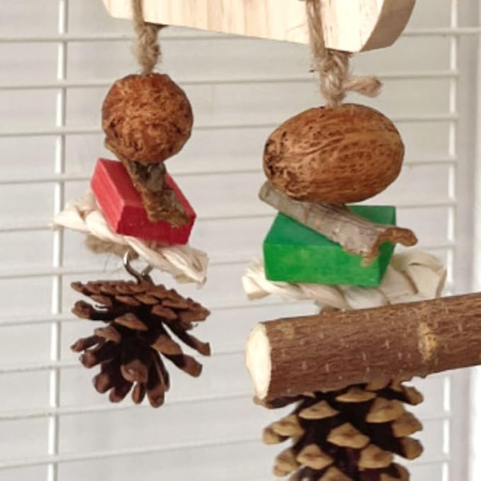 Parrot Chewing Stopper Toy, Wooden Biting Training and Foraging Bird Toys, Cork Treasure Hunt Games for Parakeets Conures Bird Intelligence and Emotions Random Color (A)